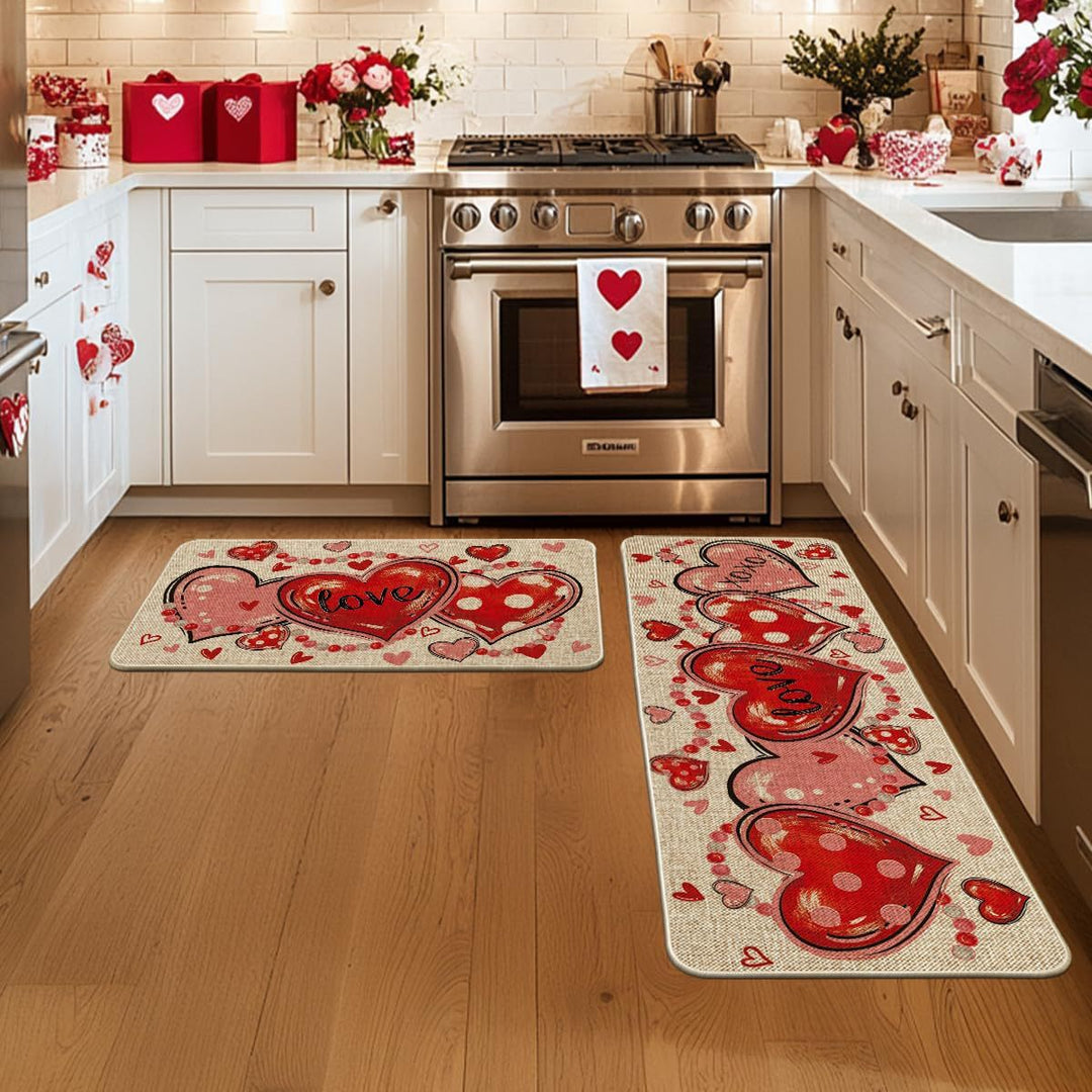 Heart-Themed Kitchen Runner Mat Kalsten