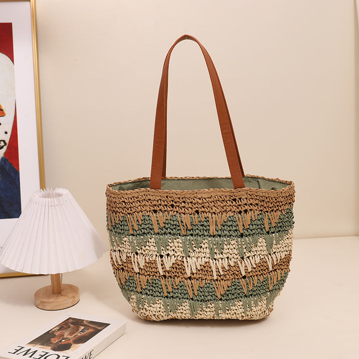 Braided tote bag with unique pattern mix Kalsten