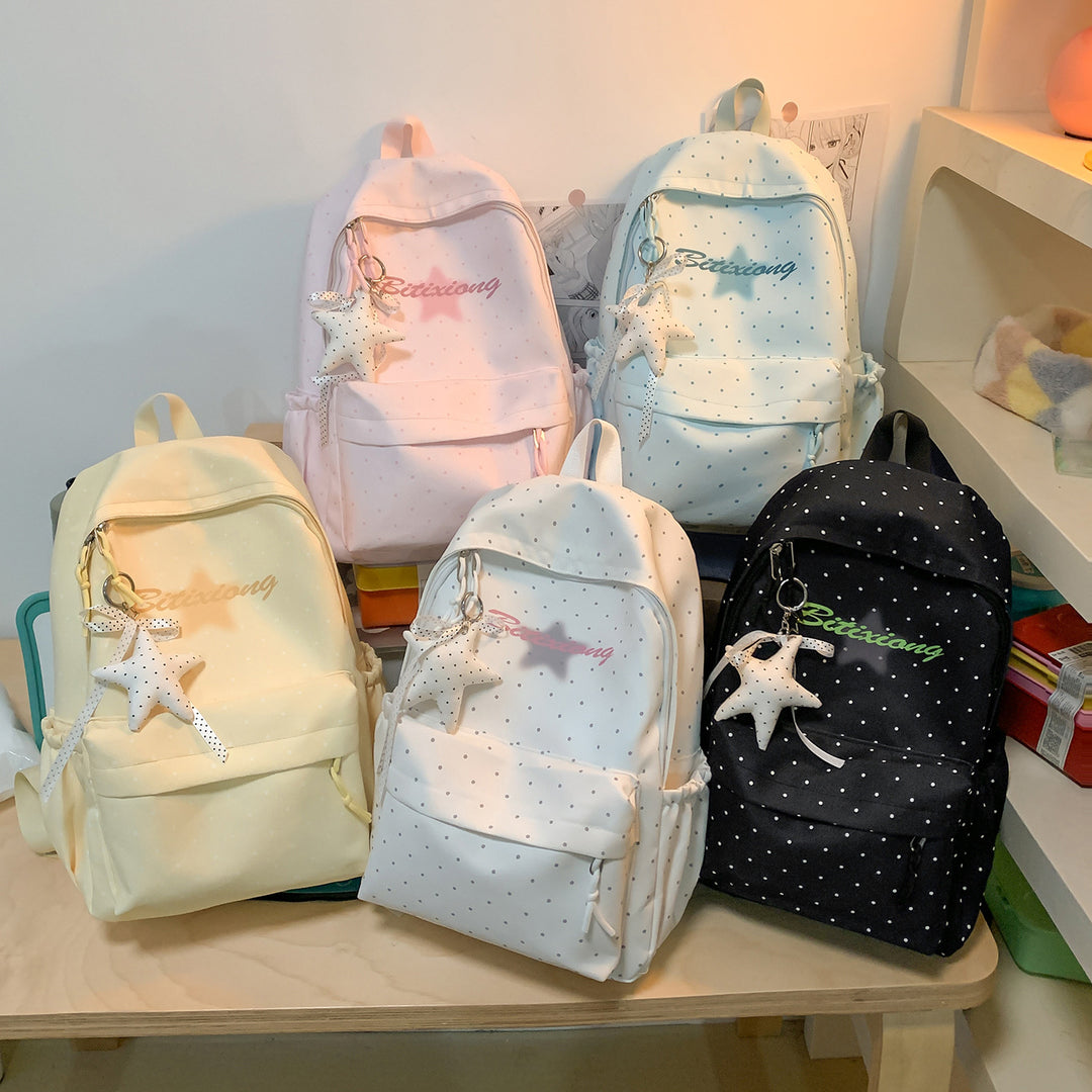 Charming Polka Dot Casual Backpack Kalsten