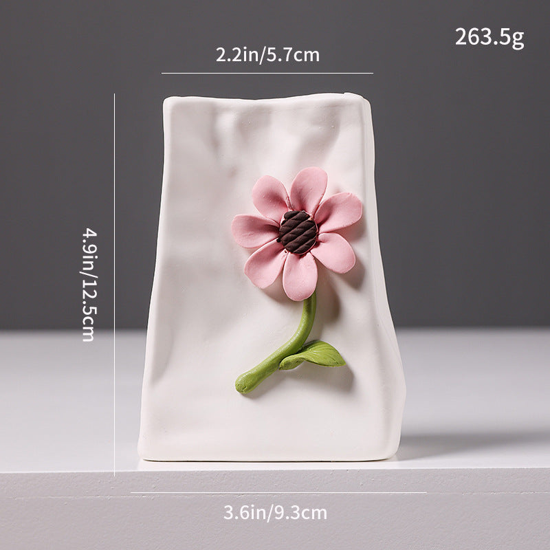 Decorative Floral Relief Ceramic Vase Kalsten
