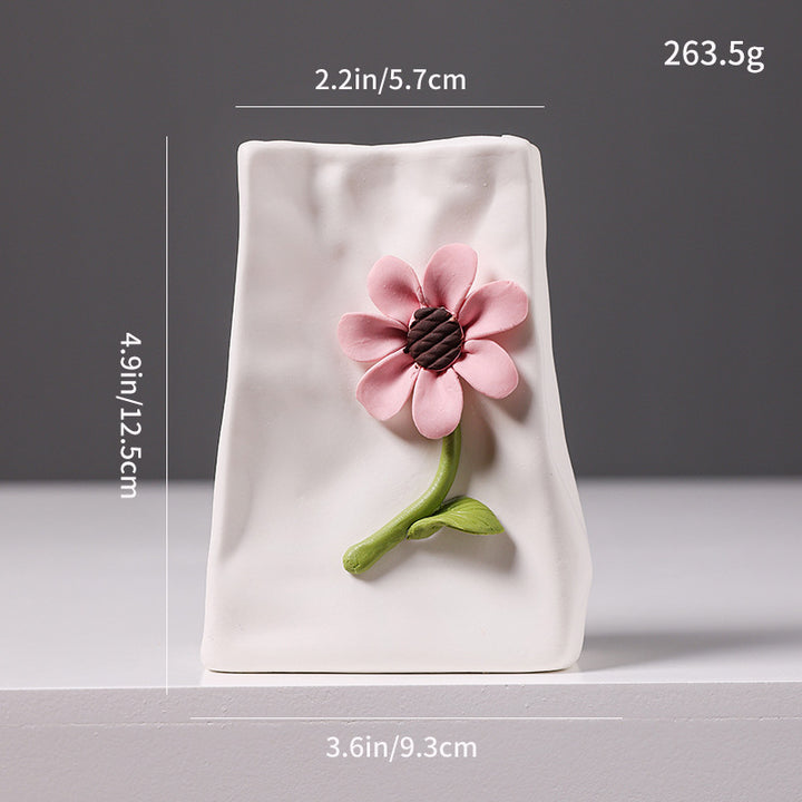 Decorative Floral Relief Ceramic Vase Kalsten