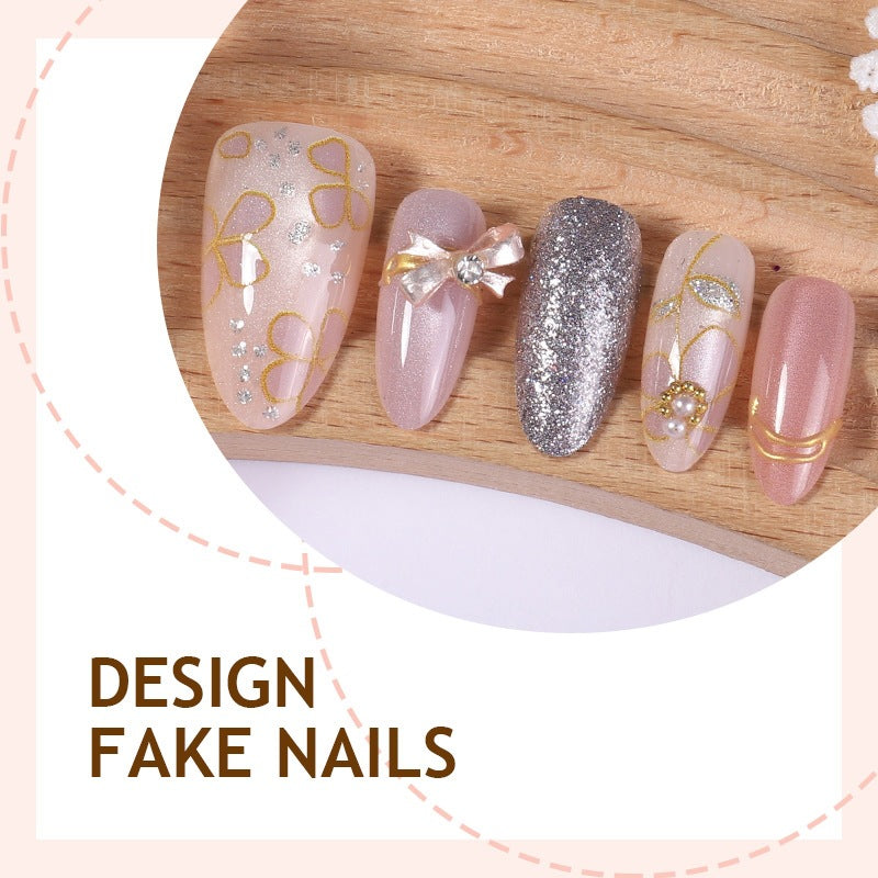 Artificial nail set with decorative flower and glitter embellishments Kalsten
