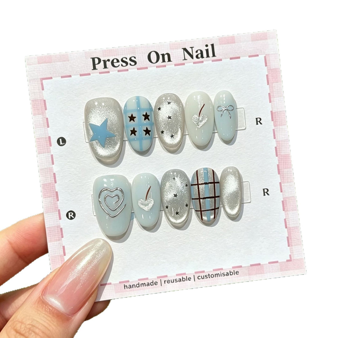 Artistic Press-On Nails with Decorative Elements