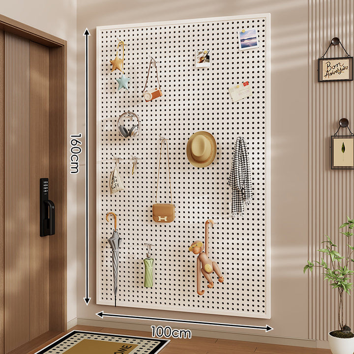 Wall-Mounted Perforated Pegboard Organizer Panel Large Square with Modular Hooks and Accessories