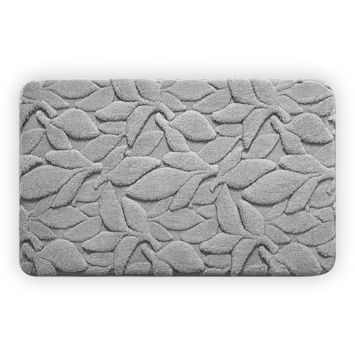 Textured Leaf Design Bathroom Rug Kalsten
