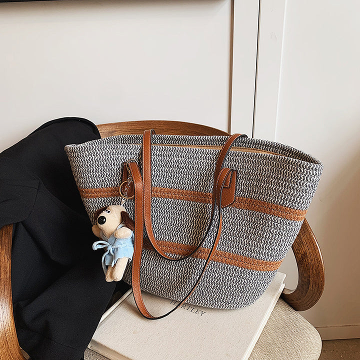 Textured Woven Tote Bag