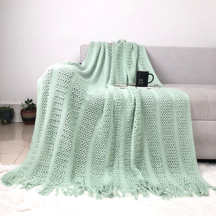 Textured Handwoven Throw Blanket Kalsten