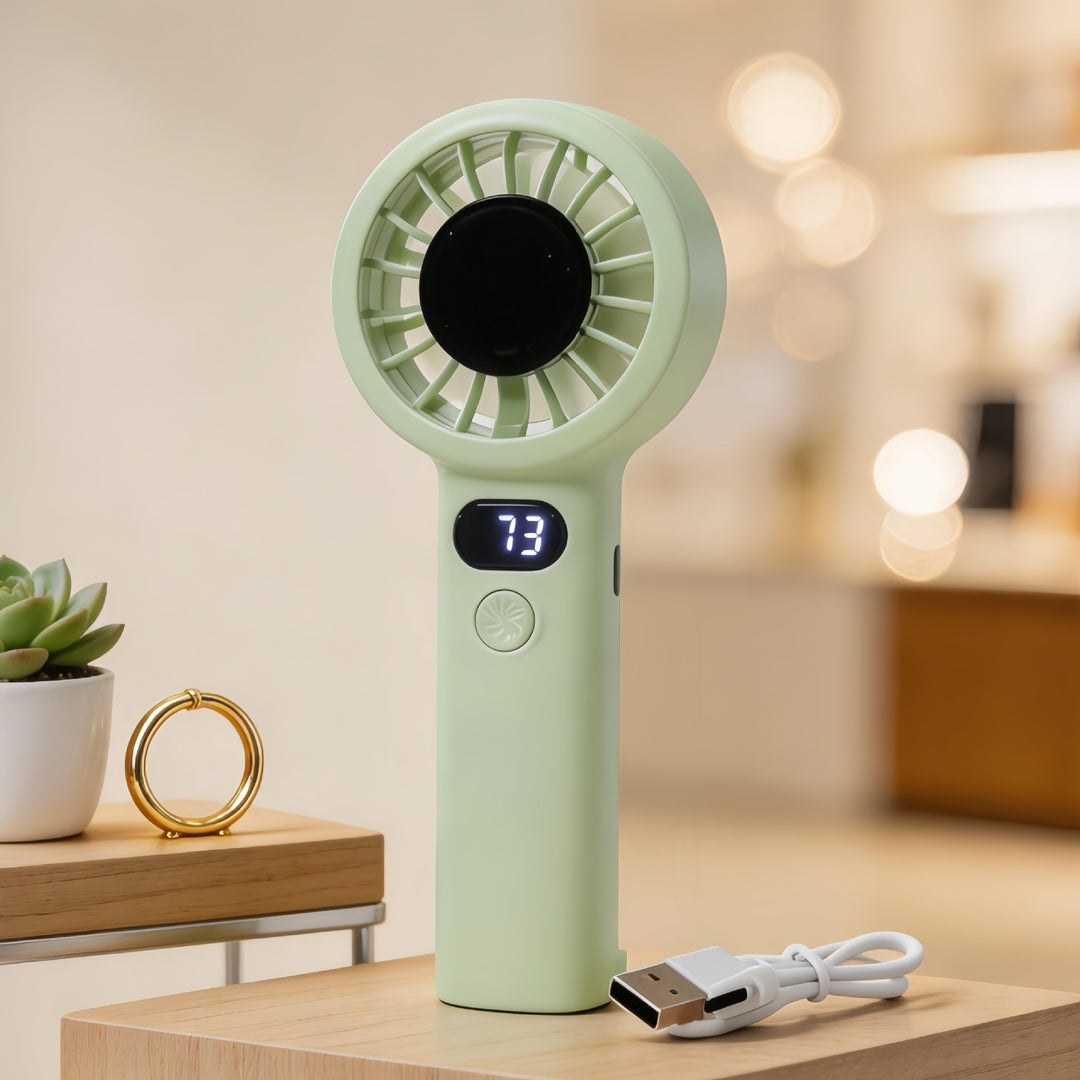 Ladies portable mini fan with digital speed display Kalsten