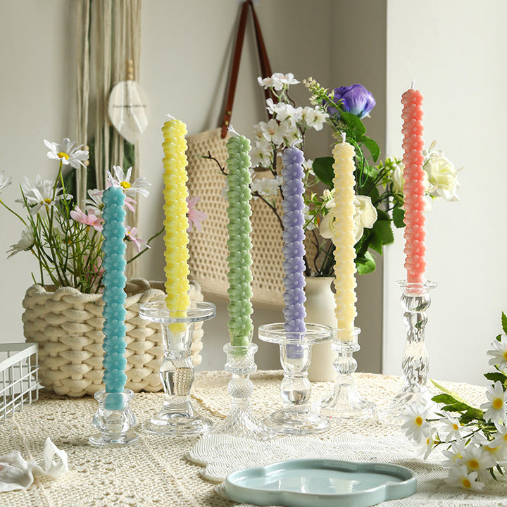 Sculptural Petal-Stack Taper Decorative Candle