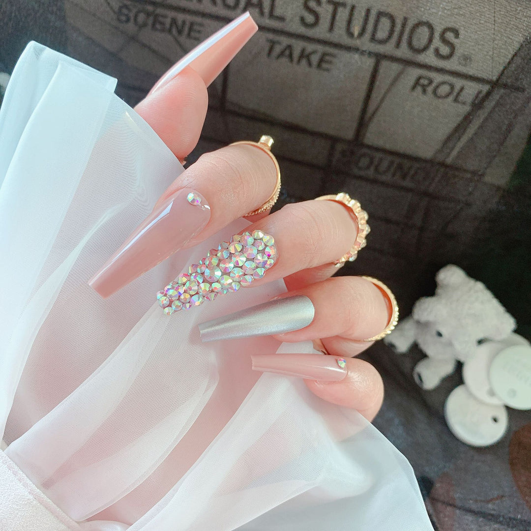Glamorous Rhinestone Accented Nail Extensions