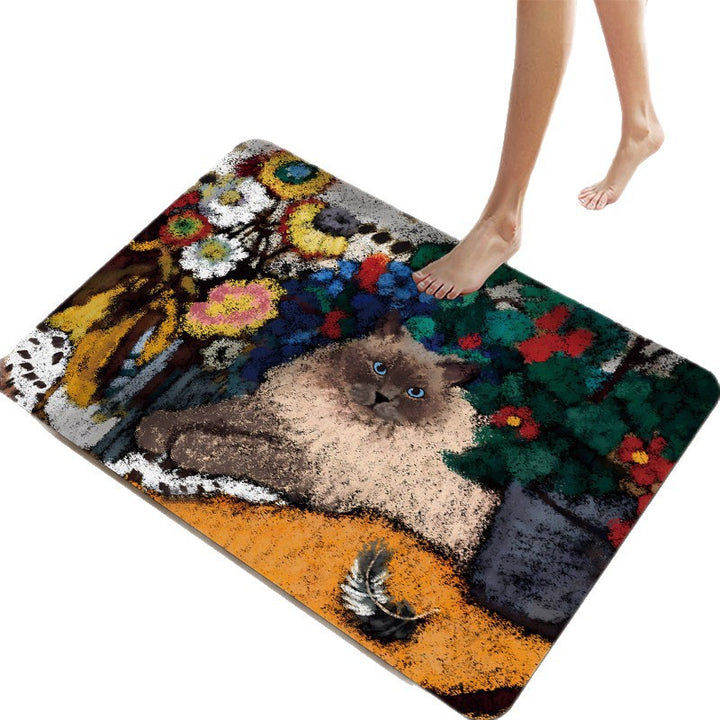 Cartoon Cat-Themed Bath Mat Kalsten