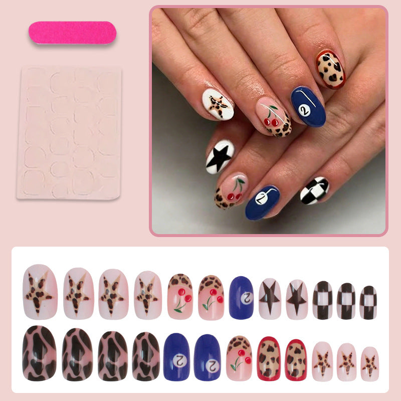Creative nail art set with trendy animal patterns and colorful accents Kalsten