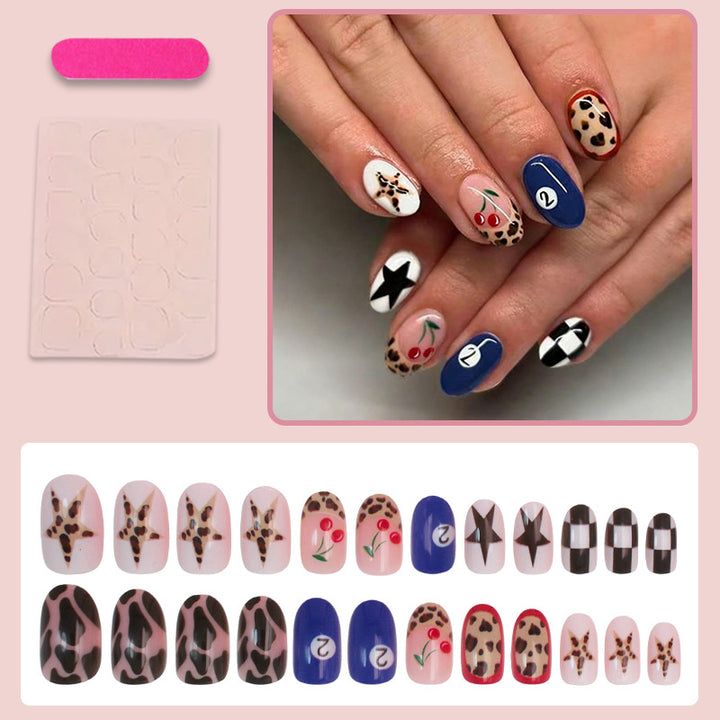 Creative nail art set with trendy animal patterns and colorful accents Kalsten