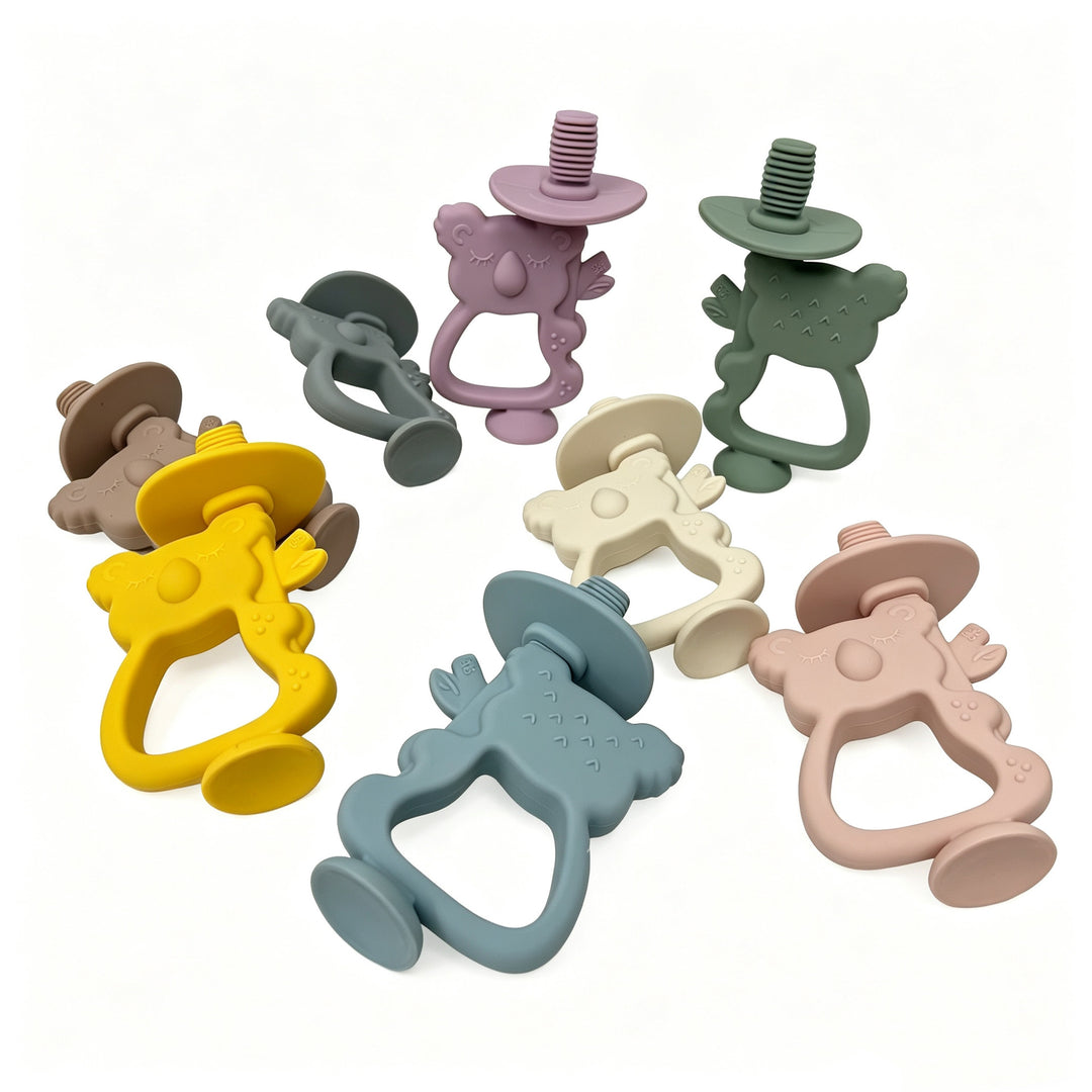 Silicone Koala Teething Ring with Ribbed Nipple and Ergonomic Handle