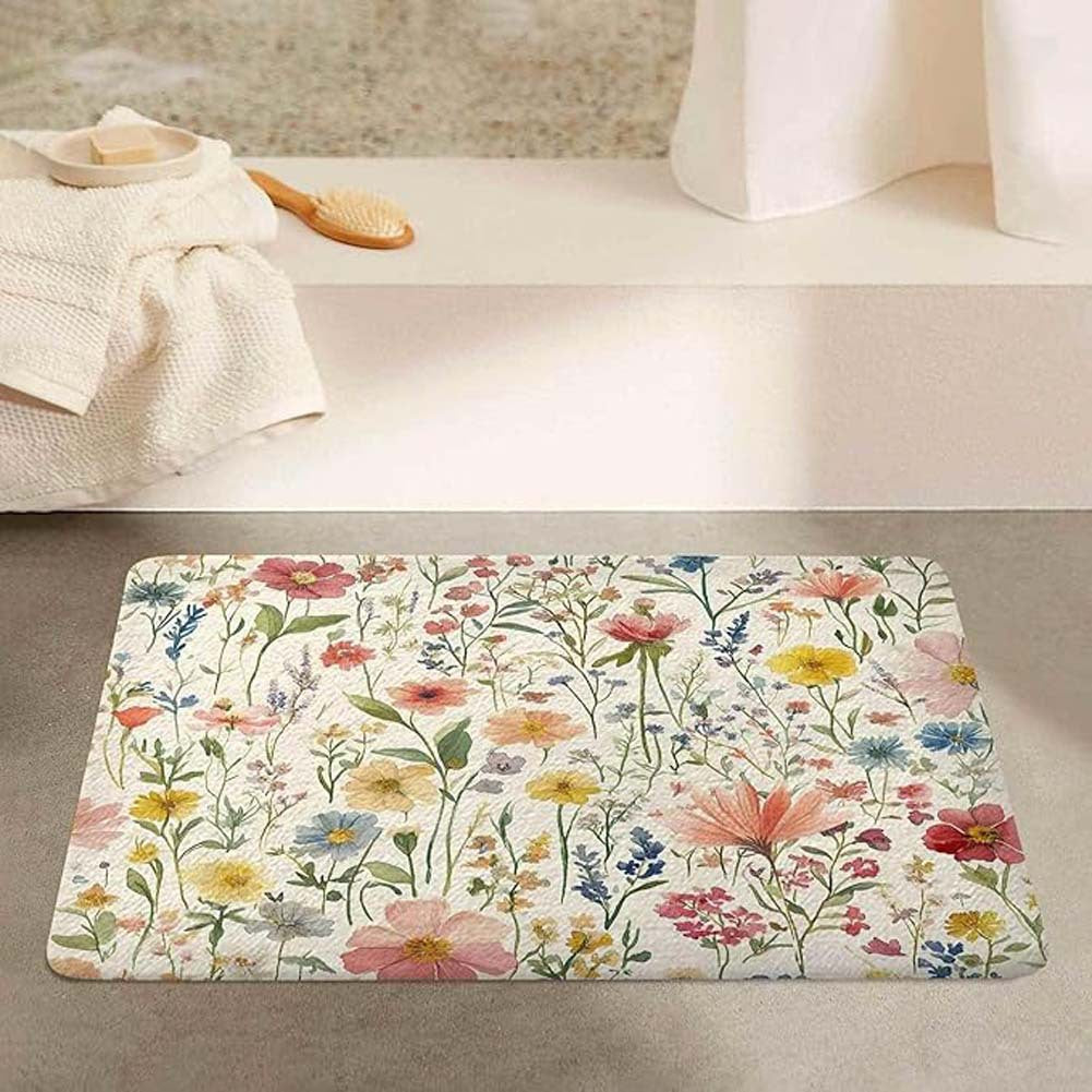 Floral Pattern Anti-Fatigue Bath Mat