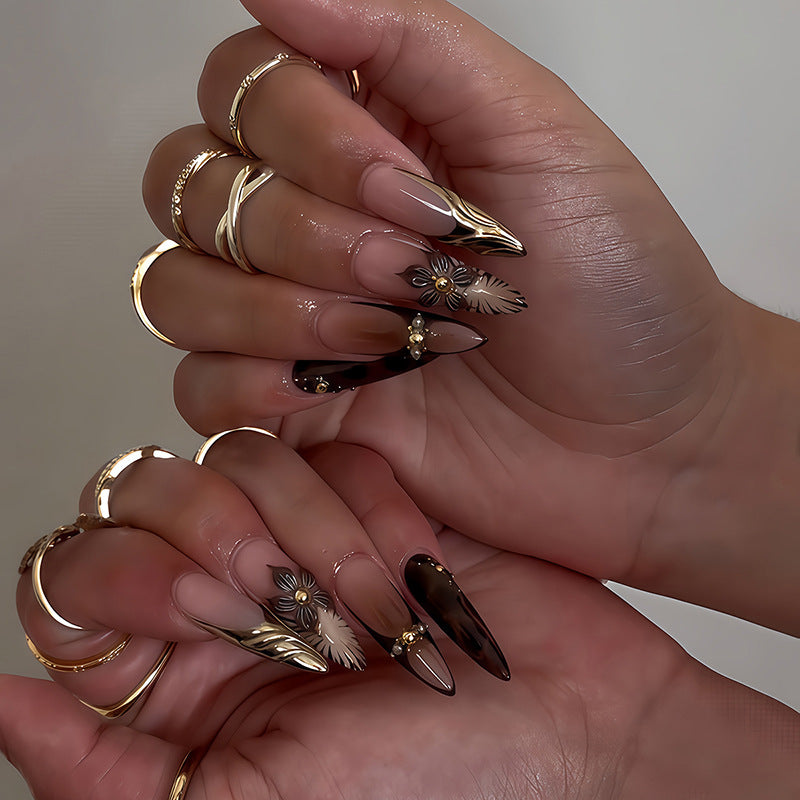 Artistic Stiletto Press-On Nail Set with Creative Patterns kalsten