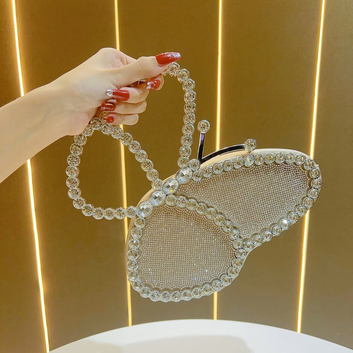 Butterfly-Shaped Rhinestone Evening Clutch