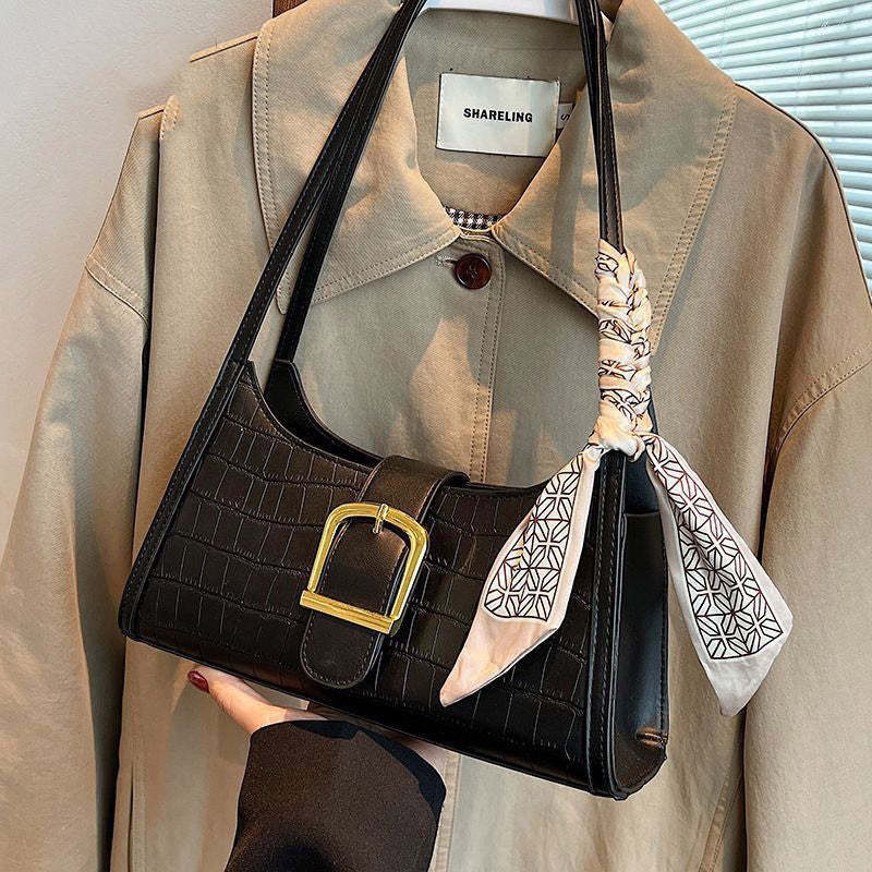 Crocodile-Embossed Mini Crossbody Handbag Kalsten
