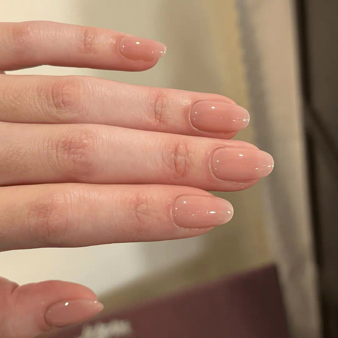 Glossy Natural Almond-Shaped Press-On Nail Tips Kalsten
