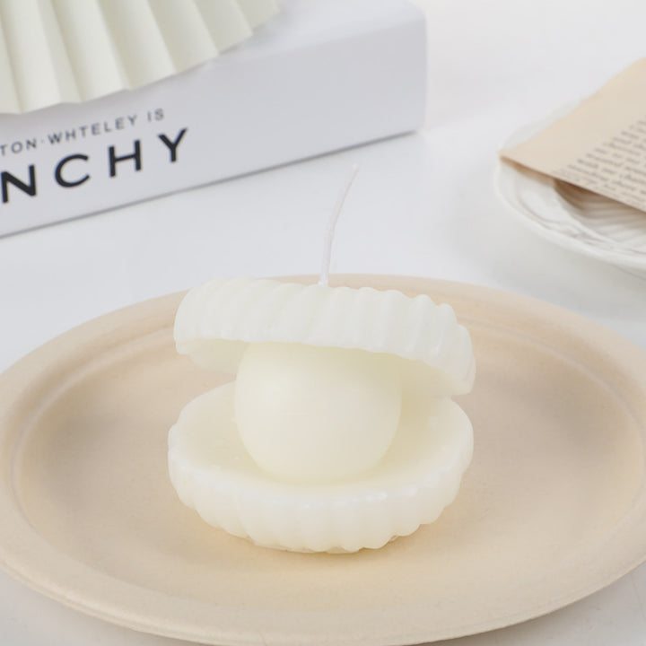 Clam-Shell Pearl Decorative Tabletop Candle