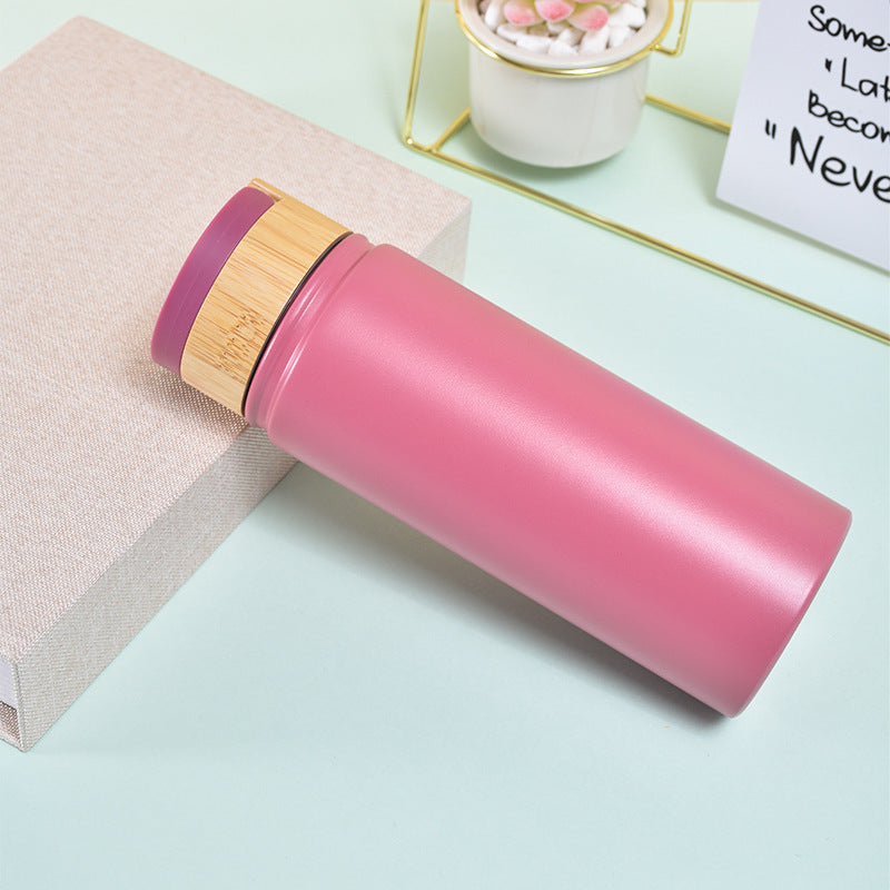 Ladies stylish and versatile stainless steel drinking bottle with bamboo lid Kalsten