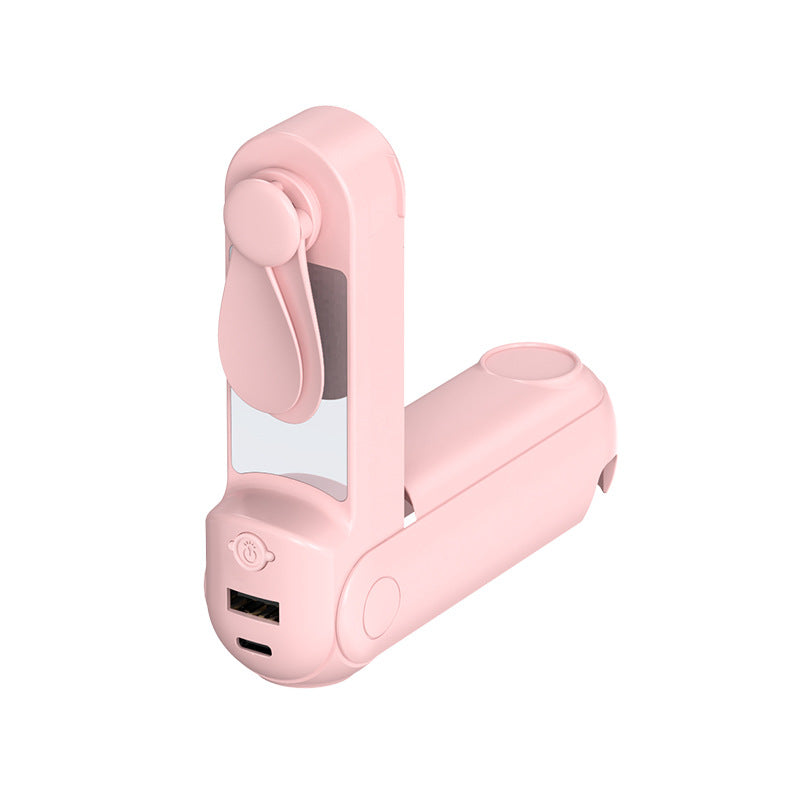 Unisex nan foldable handheld fan with built in USB power bank and compact mirror Kalsten