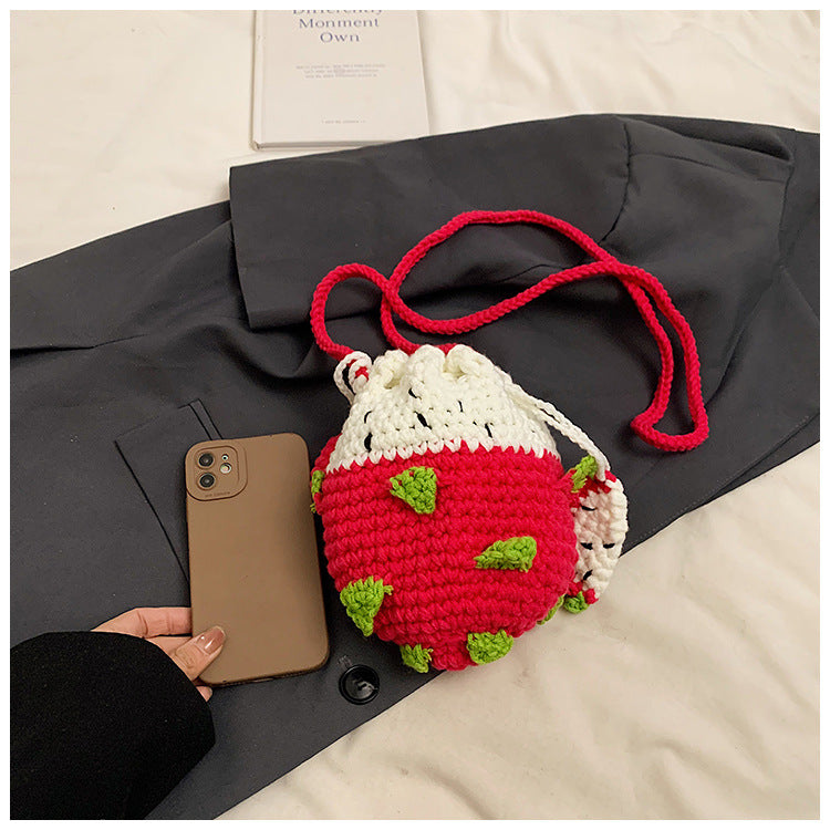 Crochet Strawberry-Themed Mini Backpack