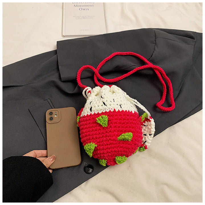 Crochet Strawberry-Themed Mini Backpack