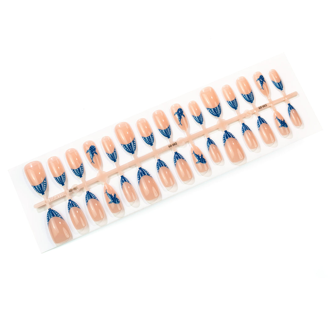Artistic Dolphin-Themed Press-On Nail Art Set Kalsten
