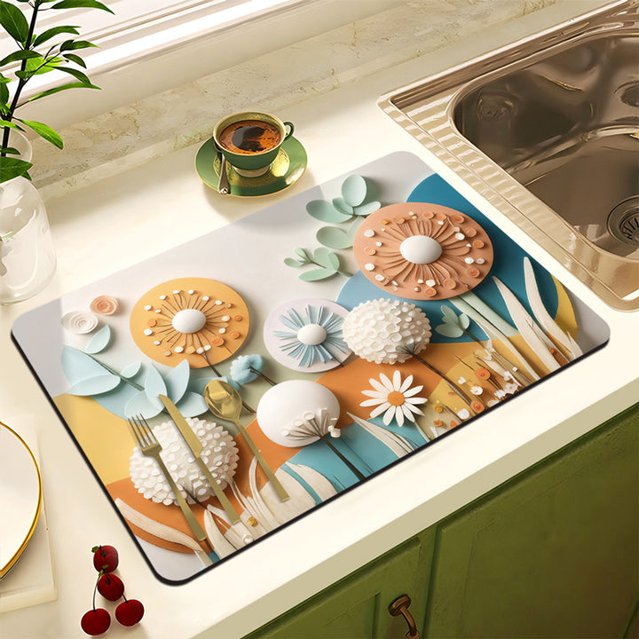 Floral Design Anti-Slip Kitchen Mat
