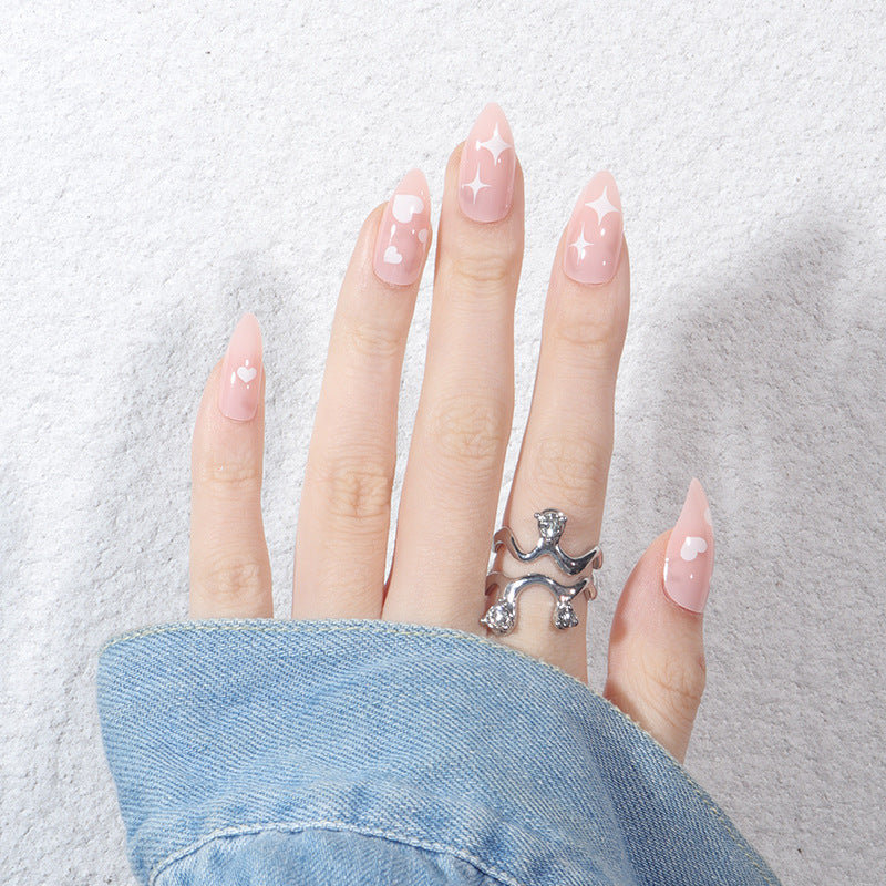 Custom Heart-Design Stiletto Press-On Nails Kalsten