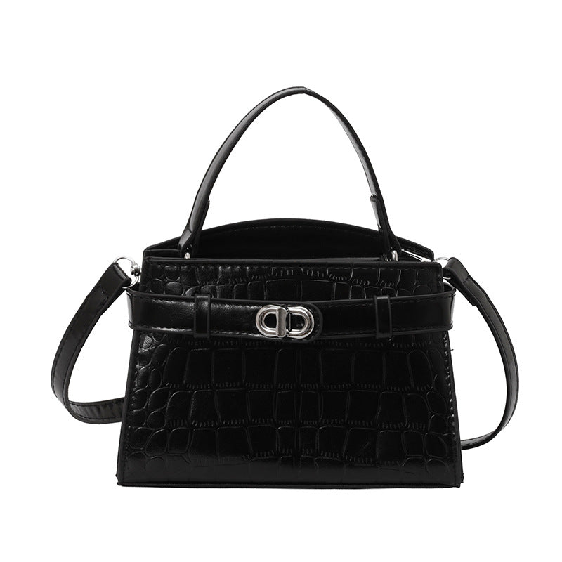 Croc-Embossed Structured Handbag