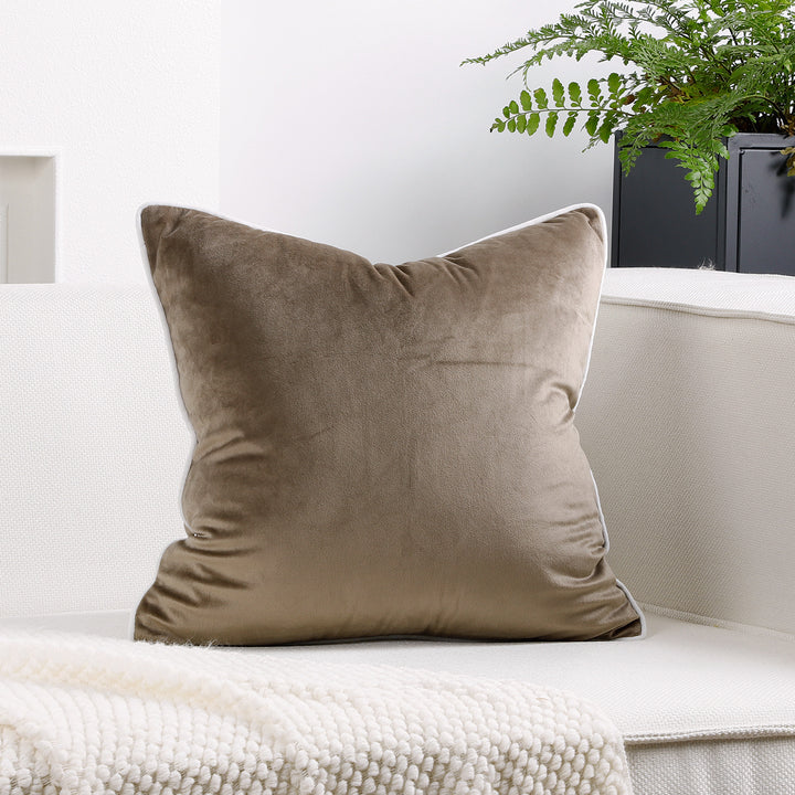 Luxury Velvet Throw Cushion with Contrast Piping