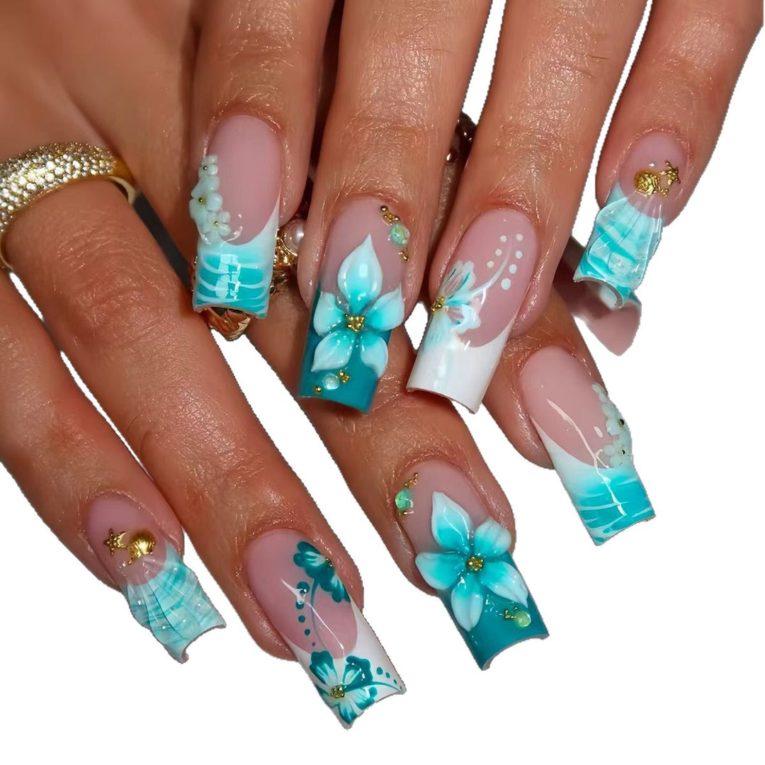 Detailed Floral Acrylic Nail Enhancements Kalsten