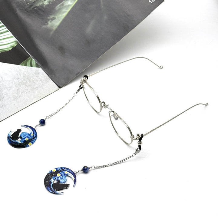 Artistic Cat and Moon Dangle Eyewear Chain Kalsten