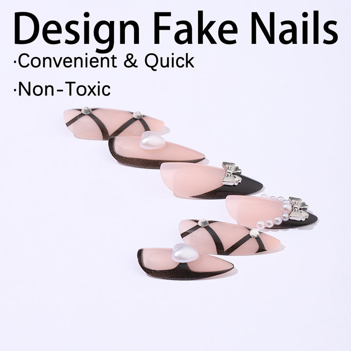 Nail art set with elegant, asymmetric design Kalsten