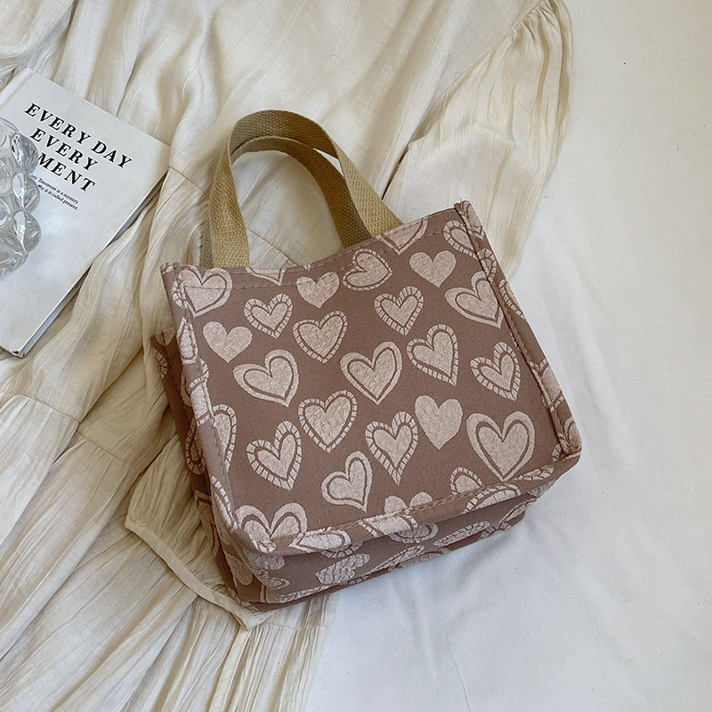 Heart-Embroidered Utility Tote