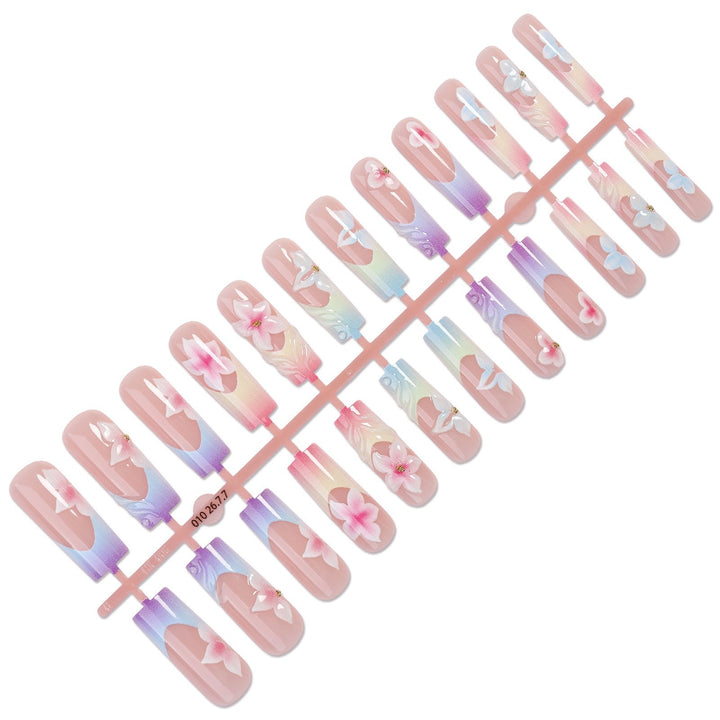 Acrylic nail set with colorful flower design and elegant accents Kalsten