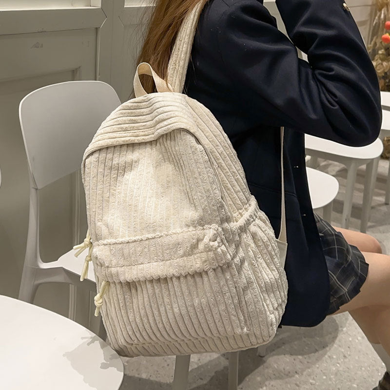 Textured Ribbed Casual Backpack Kalsten