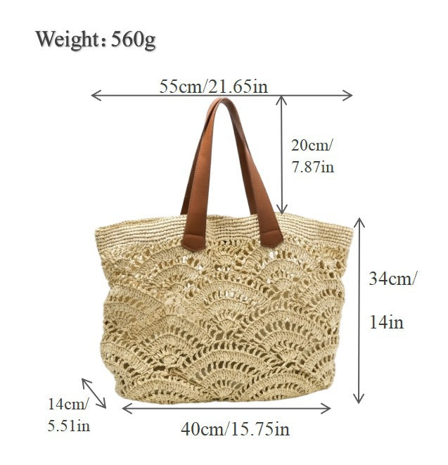Hand-knotted beach bag with elegant wave design Kalsten
