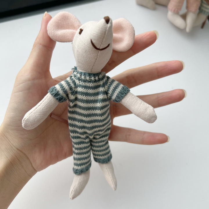 Handcrafted Cotton Mouse Doll with Crochet Floral Dress