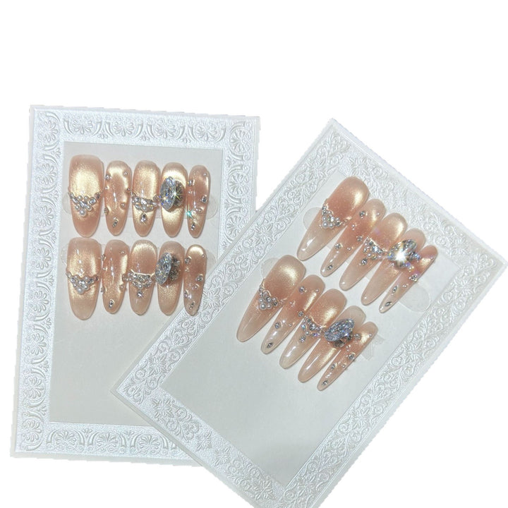 Elegant Stiletto Nail Art Set with Rhinestone and Glitter Detailing Kalsten