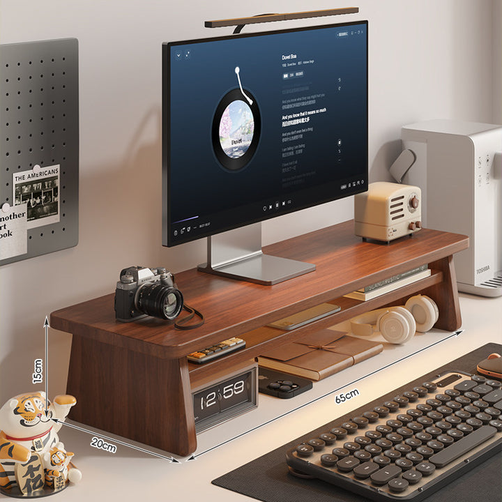 Modern Wooden Monitor Stand with Storage Kalsten