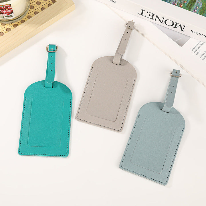 premium vegan leather luggage tag with adjustable buckle and clear ID window Kalsten