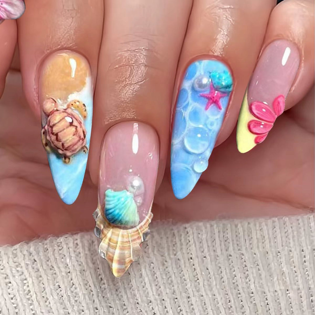 Artistic Sea-Inspired Press-On Nails Kalsten