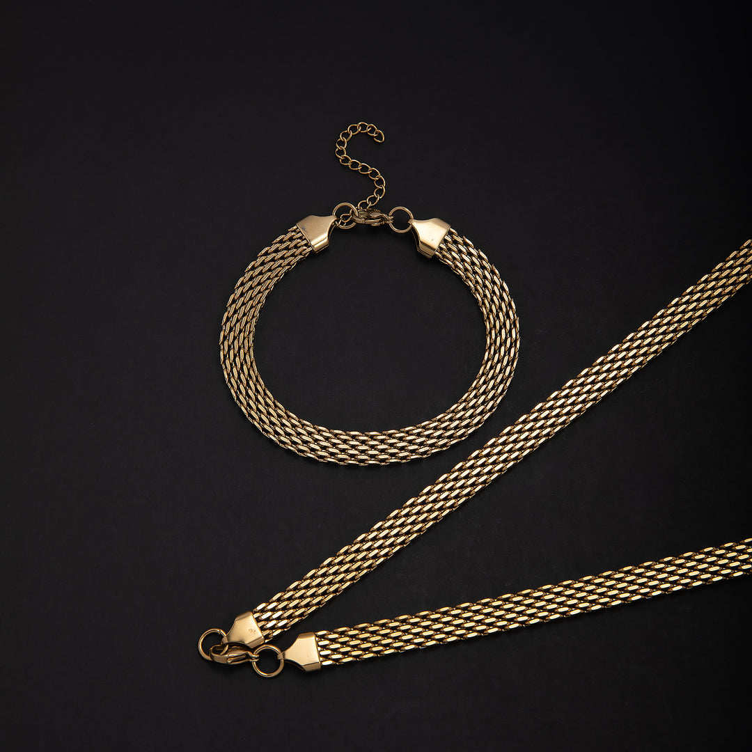 Textured Woven Chain Jewelry Set Kalsten