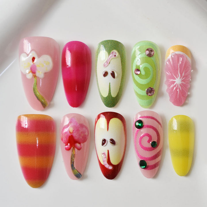 Playful Decorative Press-On Nail Art Set Kalsten