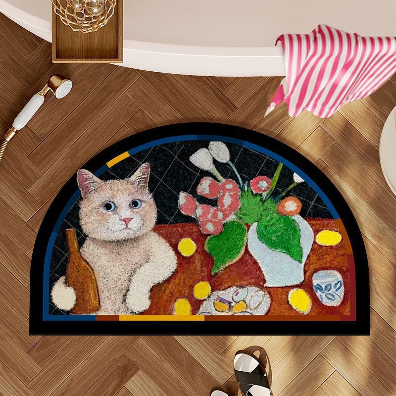 Decorative Cat-Themed Area Mat Kalsten