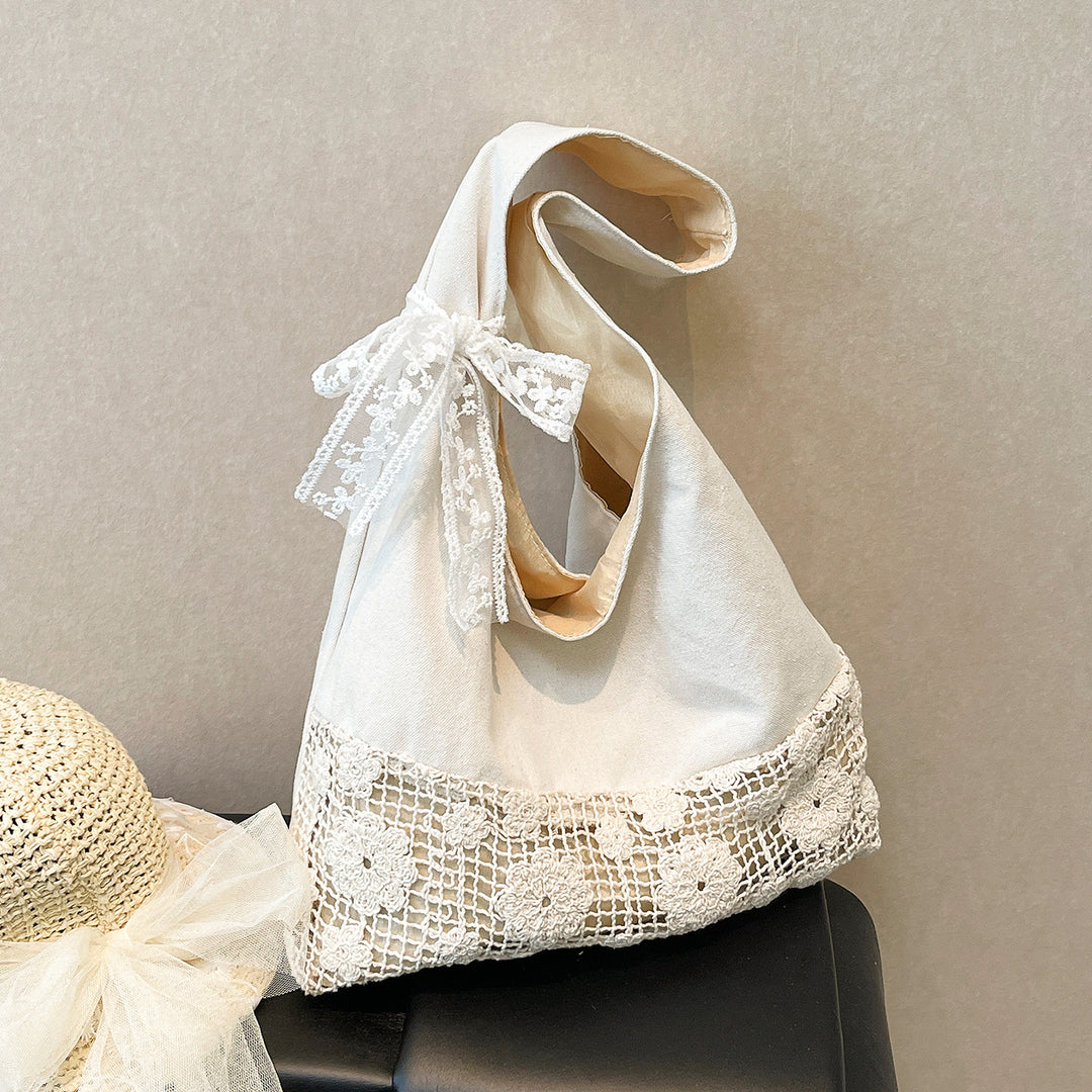 Handcrafted Floral Lace Tote Bag