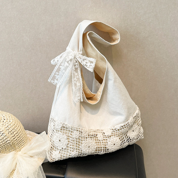 Handcrafted Floral Lace Tote Bag